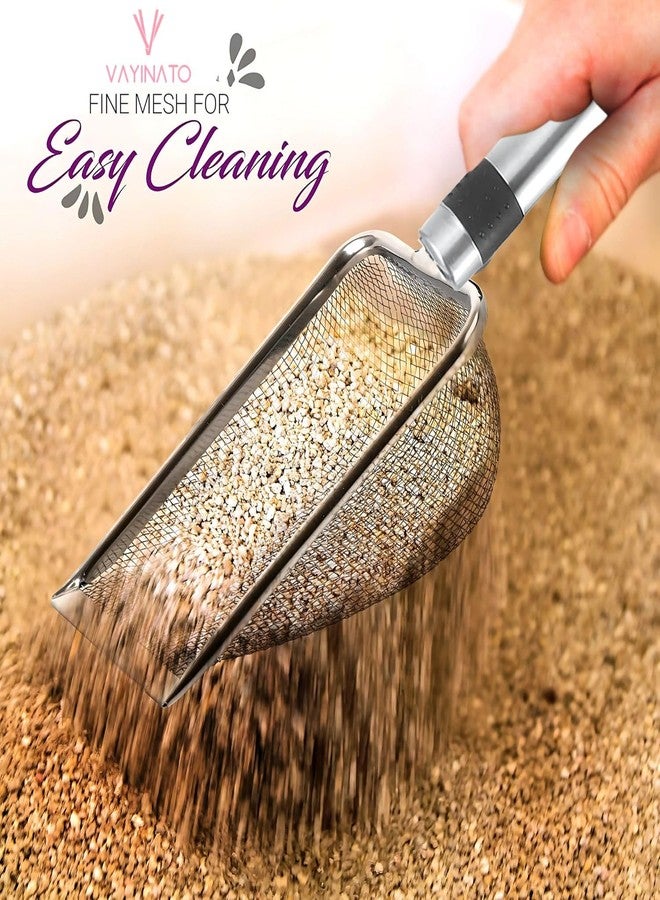 VAYINATO® Stainless Steel Cat Litter Scoop, Durable Pet Waste Shovel for Cats, Dogs, Reptile & Hamster Litter Scoop | Long Handle Deep Shovel | Easy to Clean Litter - Image 5